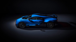 Blue sports car dark room 14 - its hood open free wallpaper
