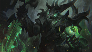 Demonic green eyed giant sword - its hand free wallpaper