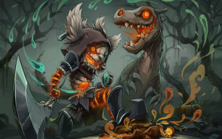 Cartoon demon axe forest leaf - art free wallpaper