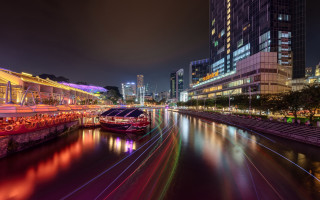 Tokyo river cityscape night neon - the water free wallpaper
