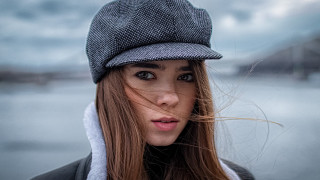 Woman hat water cloudy sky - cloudy free wallpaper
