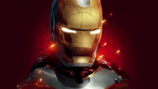 Ironman mask red eyes fire - digital painting free wallpaper