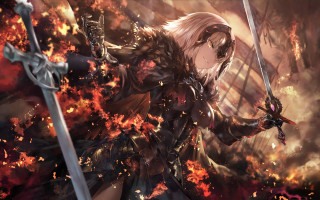 Woman sword fire flames smoke - ada gladys killins free wallpaper
