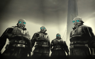 Gasmask group dieselpunk antipodeans glowing - dieselpunk free wallpaper