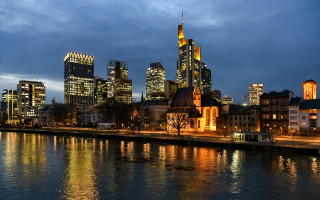 City skyline river night lit - heidelberg school free wallpaper