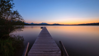 Lake dock boat sunset nature - a boat free wallpaper for desktop