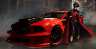 Man red cape red car 2 - a red cape free wallpaper