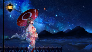 Kimono umbrella night sky stars - night sky free wallpaper