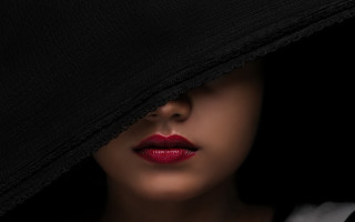 Woman redlipstick blackhat facecloth noir - noir free wallpaper