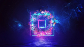 Colorful square flower border blue - rossdraw global illumination free wallpaper