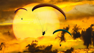 Paraglides sunset sky autumn fire - sunrise free wallpaper