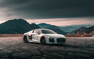 White sports car mountains cloudy - cloudy free wallpaper