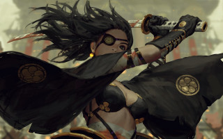 Woman sword black outfit helmet - bayard wu free wallpaper