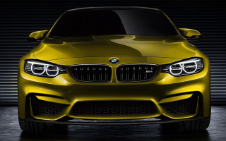 Yellow bmw dark room photorealism - detailed face free wallpaper