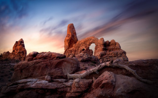 Rock formation clouds tree horizon - the rock free wallpaper