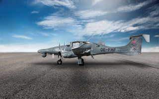 Small airplane runway blue sky 2 - cubofuturism free wallpaper