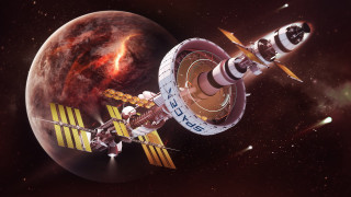 Space station satellite red planet - a space station free wallpaper