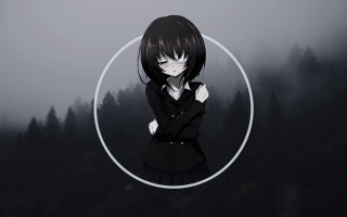 Girl black suit forest circle - a circle free wallpaper