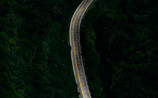 Long road forest truck minimalism - minimalism free wallpaper