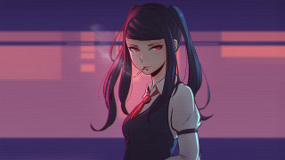 Woman tie longhair bartender multicolored - moody free wallpaper