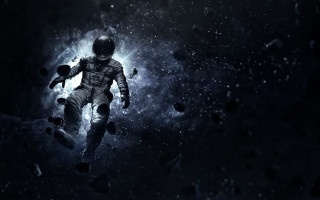 Space astronaut stars planets moon - free space wallpaper