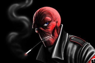 Demon faced man smoking cigarette - dieselpunk free wallpaper