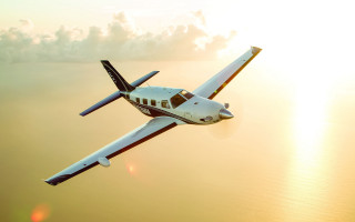Small plane ocean sunset clouds - sunrise free wallpaper