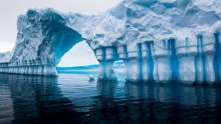 Iceberg shoreline mountain ocean waterfall - a shore line free wallpaper