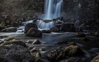 Waterfall rocks waterflow foreground nature - derold page free wallpaper