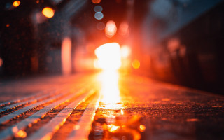 Street car night lights bokeh - free light wallpaper