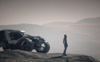 Rocky mountain motorcycle outdoors retrofuturism - a hill side free wallpaper