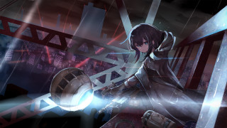 Futuristic woman cyberpunk city sword 2 - a sword and shield free wallpaper