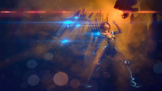 Futuristic woman sword lights beams - a futuristic suit free wallpaper for desktop