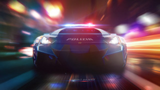 Policecar city night brightlights photorealism - a police car free wallpaper