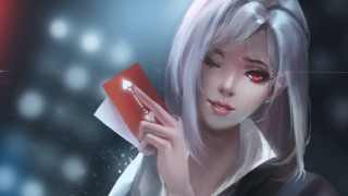White hair woman red book - white hair holding free wallpaper