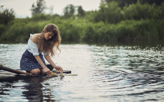 Woman boat water paddle naturalism - a paddle free wallpaper