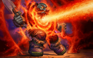 Demon fireball cartoon weapon battle - a knife in front free wallpaper