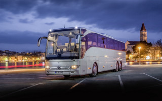 Large bus parking lot night - a parking lot free wallpaper