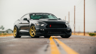 Black mustang yellow rims road - a black mustang mustang free wallpaper