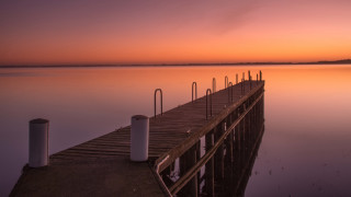 Dock poles lake boats sunset - a few pole free wallpaper