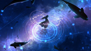 Space skateboard fish stars spiral - a spiral design free wallpaper