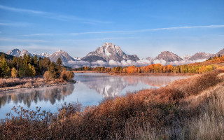 River mountain trees clouds autumn - ansel adams free wallpaper