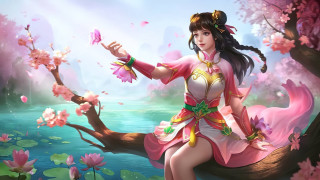Woman pink dress tree branch - a pink dress free wallpaper
