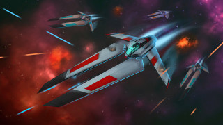 Fighter jet space station embers - game art free wallpaper