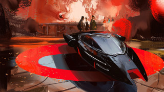 Futuristic vehicle red stripes concept - cedric peyravernay free wallpaper