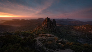 Mountain sunset clouds rocks lake - a sunset in the background free wallpaper