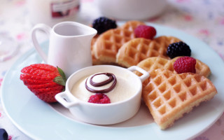 Waffles berries coffee spoon rococo - morning free wallpaper