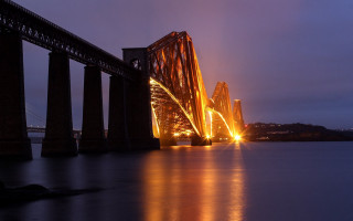 Bridge lights night water background - a body of water below free wallpaper