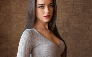 Woman longhair sweater brownbackground arabesque - long hair and a sweater free wallpaper