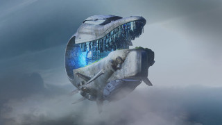 Futuristic ship alien head sky - solarpunk free wallpaper